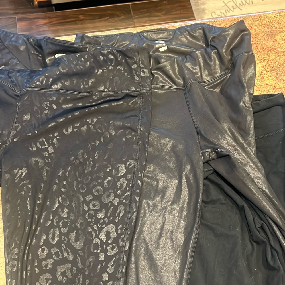 3 pair of Black Leggins. 2 shiny dressy on plain black